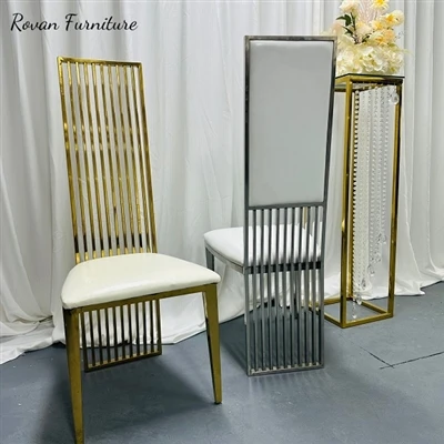 Gold Or Silver Stainless Steel High Back Chair