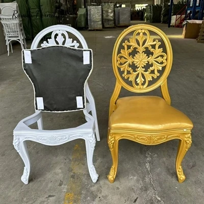 New Arrival Resin PP Gold And White Hotel Banquet Chair