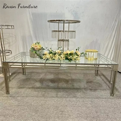 New Arrival Stainless Steel Silver Wedding Sqaure Table