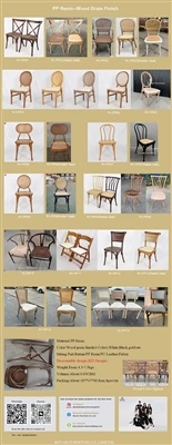 Different Style Of PP Resin Chairs With Wood Grain Finish