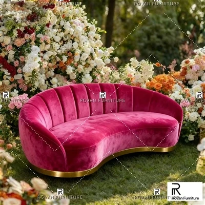 New Arrival Rose Red Velvet Wedding Sofa