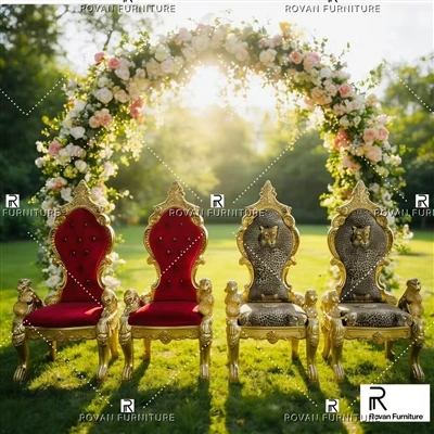 New Arrival Luxury Royal Style Bride And Groom Chairs