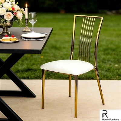 New Style Gold Iron Plating Square Back Wedding Chair