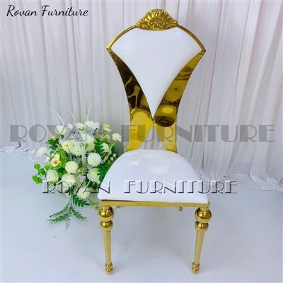 Elegant Gold Crown Leather Wedding Dining Chairs