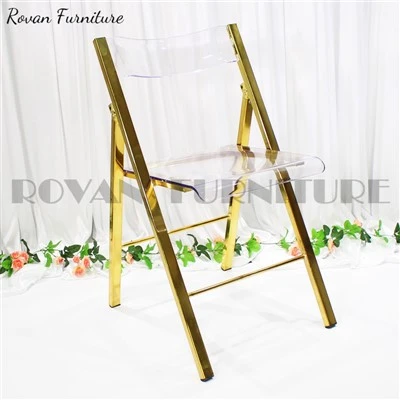 Gold Metal Stainless Steel Clear Acrylic Folding Chairs