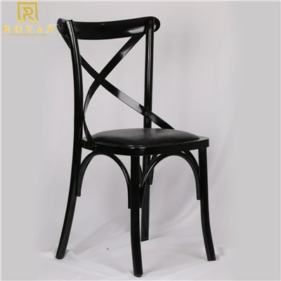 Black Cross Back Upholstered Dining Chair with Cushion