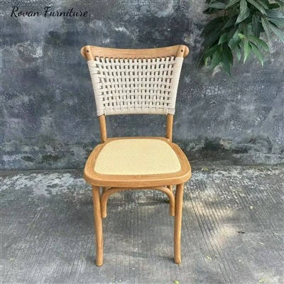 Braided Rope Plastic Wood Grain Chair