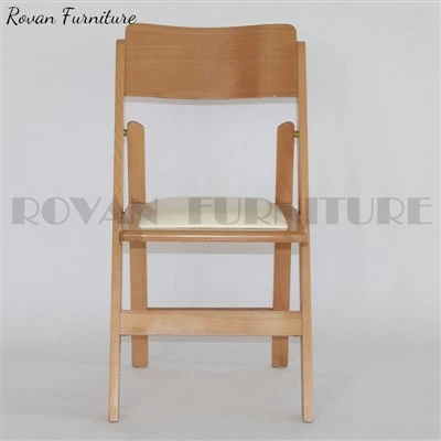 Brown Wood Folding Chairs with Padded Seats