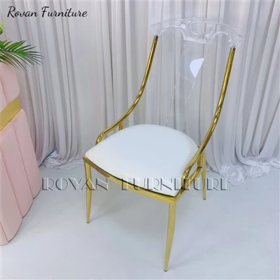 Clear Acrylic Dining Chair with Gold Legs