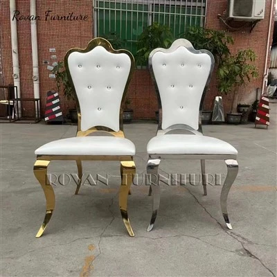 Crystal Button Gold Stainless Steel Dining Chair