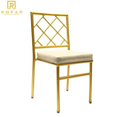 Gold Metal Faux Bamboo Wedding Dining Chiar With Pad