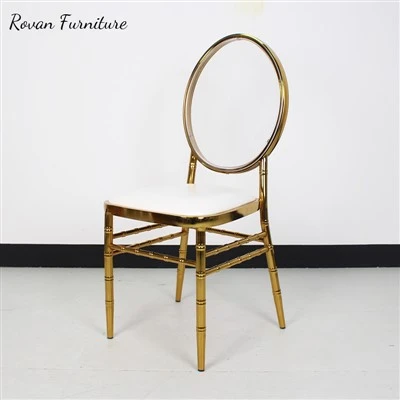 Gold Metal Iron Chiavari Wedding Chair With Clear Round Back