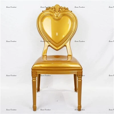Gold PP Resin Heart Shape Wedding Chair