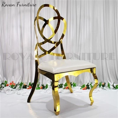 Gold Stainless Steel Flower Design Wedding Dining Chairs