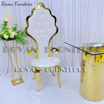 Gold Stainless Steel Leaf Bride and Groom Chairs