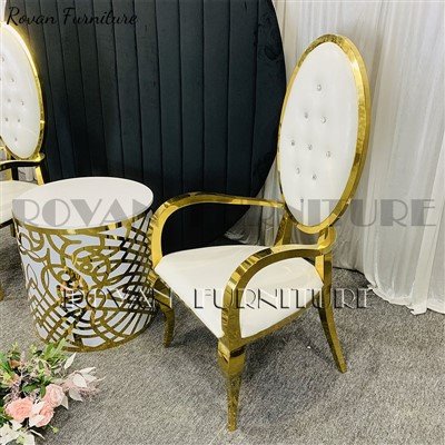 Gold Stainless Steel Oval High Back Wedding Chairs
