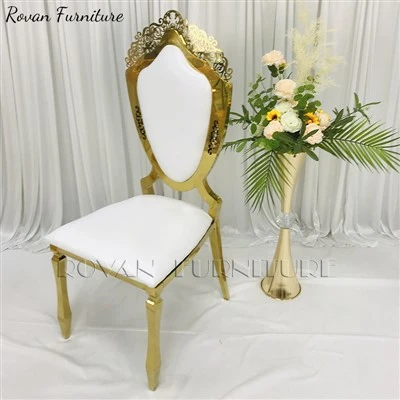 Luxury Gold Stainless Steel Dining Bride and Groom Chairs