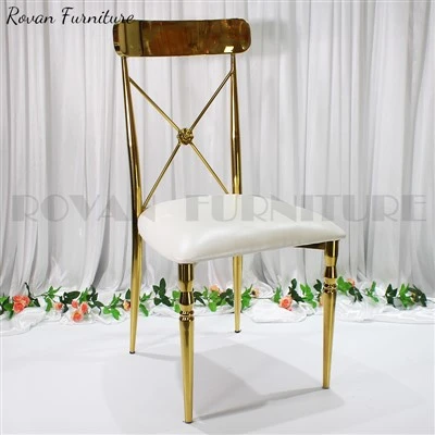 Luxury Gold Stainless Steel Metal Cross Back Chairs