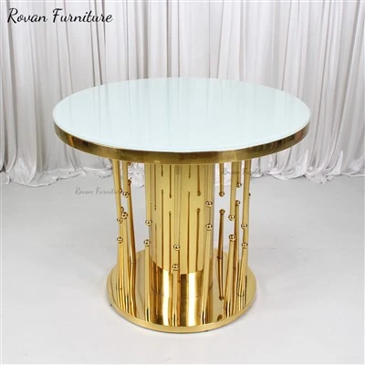 Luxury Gold Stainless Steel Round Wedding Cake Table