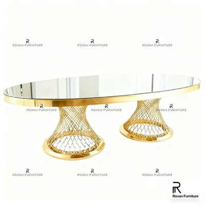 Luxury Stainless Steel Oval Dining Table