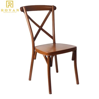 Metal Wood Grain Cross Back Wedding Chair