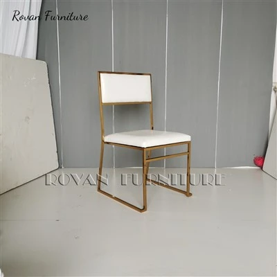 Minimalist Square Back Gold Stainless Steel Dining Chair