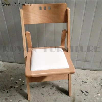 Natural Folding Wooden Garden Chairs with Cushion