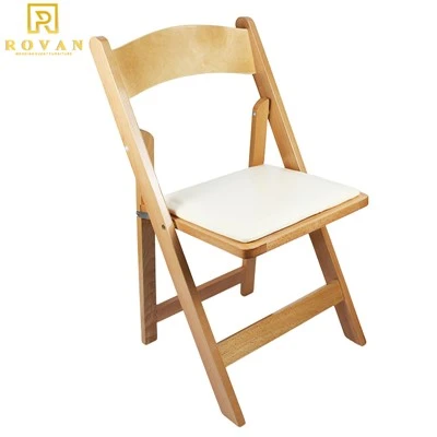 Natural Wood Padded Folding Garden Chairs