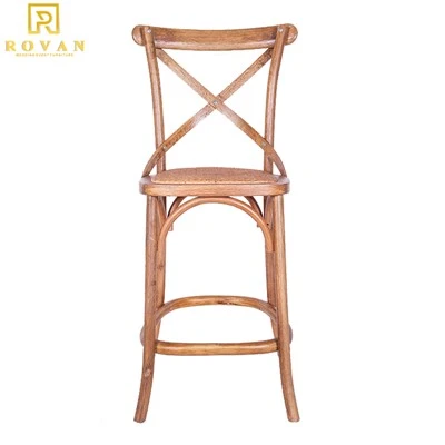Oak Cross Back Bar Chair Bar Stool