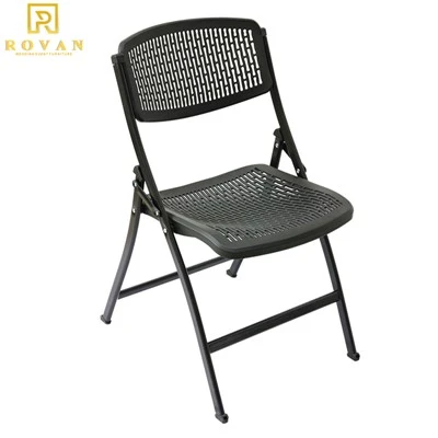 Outdoor Black Iron and Plastic Folding Chair