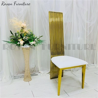 Stainless Steel Golden High Long Back Wedding Dining Chairs