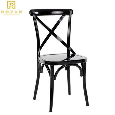 Unstackable Metal Cross Back Dining Chair