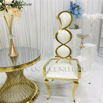 Wedding Gold Upholstered Armrest Dining Chairs