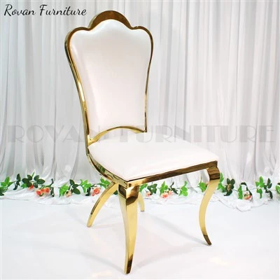 Wedding White Leather Stainless Steel Dining Chairs