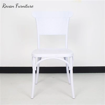 White Plastic Resin Square Mesh Back Banquet Chair
