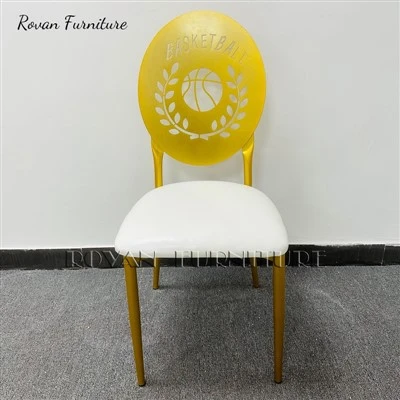 White PU Leather Cushion Gold Metal Wedding Chair