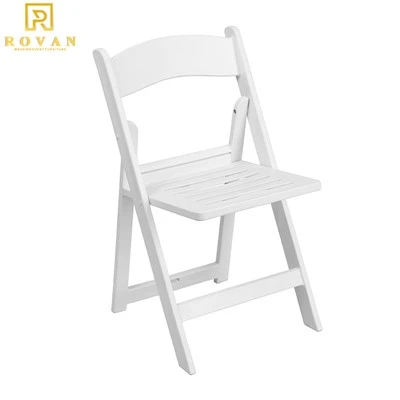 White Resin Folding Garden Chair with Slatted Seat