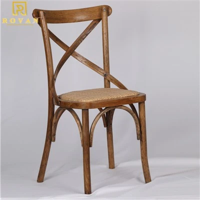 Wood Cross Back Rattan Dining Chairs
