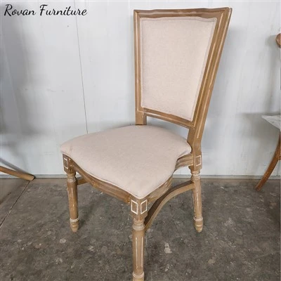 Wood Louis Square Back Upholstered Dining Chair